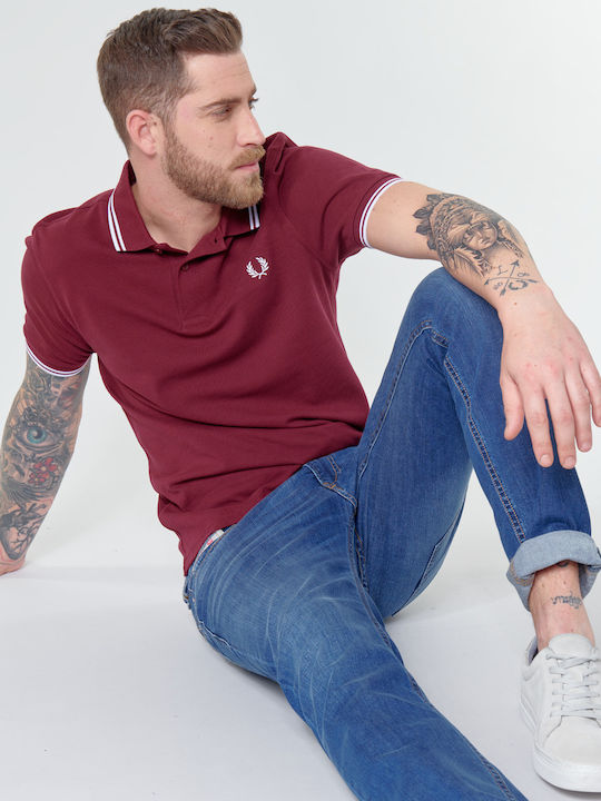 Herren Shirt Kurzarm Polo Burgundisch