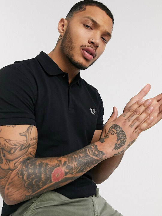 Polo Herrenbluse Kurzarm Schwarze