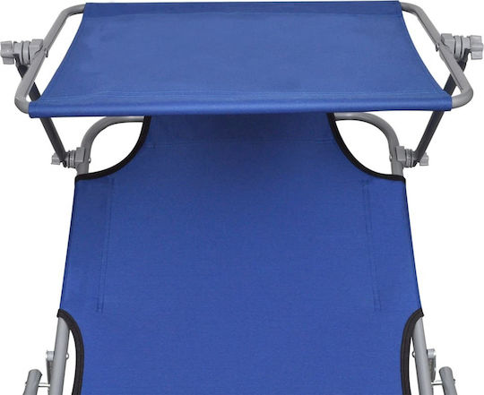 vidaXL Strandliegen Blau Faltbar mit Sonnenschirm 188.5x57.5x27cm. 1Stück