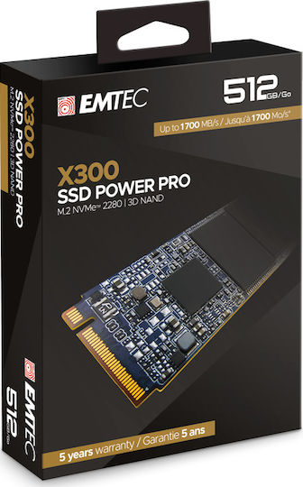 Emtec X300 M2 SSD Power Pro 512GB M.2 Type with PCI Express 3.0 Connection ECSSD512GX300