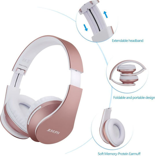 JH-812 Kabellos / Kabelgebunden Über Ohr Kopfhörer mit Radio mit 10 Stunden Betriebszeit Rose Gold