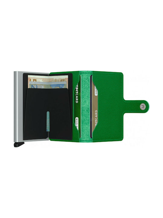 Secrid Miniwallet Crisple Piele Portofel bărbați Cărți cu RFID și mecanism de glisare Verde
