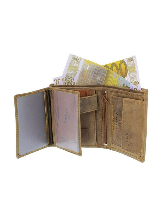 Leather Men's Wallet with RFID Beige