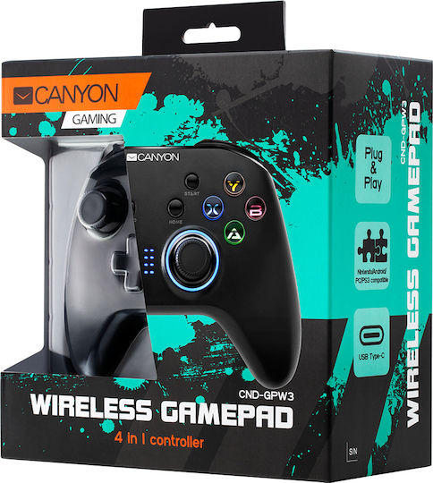 Canyon CND-GPW3 Безжичен Геймпад За Android PC PS3 Switch Черен