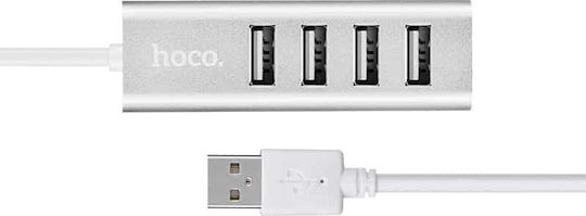 Hoco HB1 USB 2.0 Hub 4 Anschlüsse mit USB-A Verbindung Silber (HOC-HB1-S)