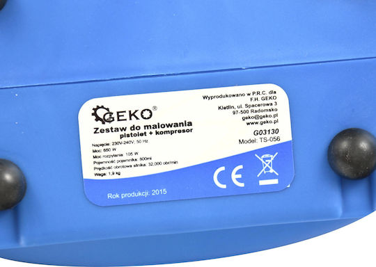 Geko G03130 Pistol de vopsit electric cu recipient de 0.8lt
