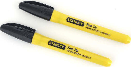 Stanley Fine Tip Permanent Markers 1mm Black 2pcs