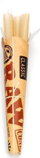 Raw Τσιγαροσωλήνες Cone King Size Unrefined Classic 110mm με Γεύση Classic Εκρού 3τμχ