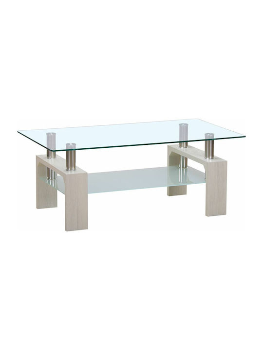 Rechteckig Couchtisch Cameron Transparent L110xB60xH45cm