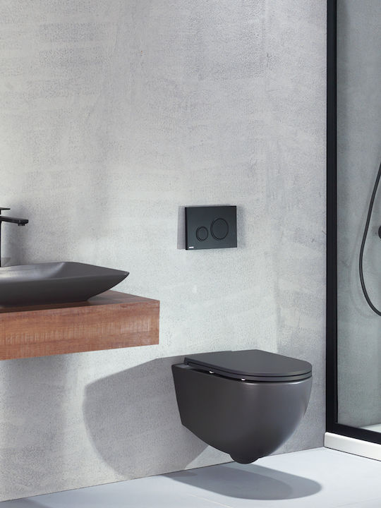 Bianco Ceramica Lenta Wall-Mounted Toilet that Includes Slim Soft Close Cover Anthracite Matt Bianco Ceramica Lenta Wall-Mounted Toilet that Includes Slim Soft Close Cover Anthracite Matt