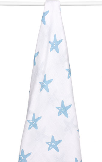 Interbaby Muslin Swaddle Wrap Blue 120x120cm.