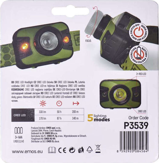 Emos Φακός Κεφαλής LED IP43 με Μέγιστη Φωτεινότητα 230lm