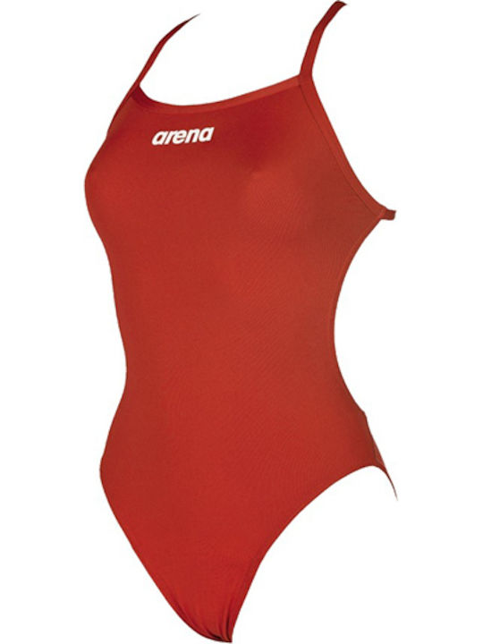 Solid Lightech High Athletic One-Piece Swimsuit Red