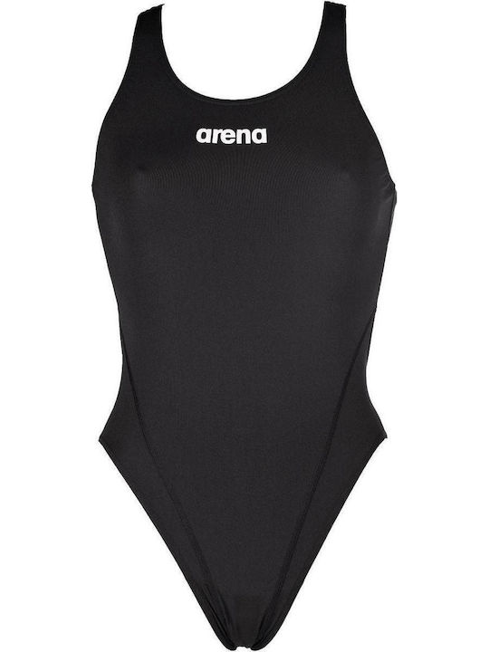 Solid Swim Tech High Athletic One-Piece Swimsuit Black