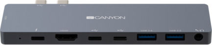 Canyon Docking Station with Dual USB-C HDMI 4K PD and Screen Connections for 2 Monitors Grey
