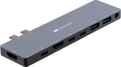 Canyon Docking Station with Dual USB-C HDMI 4K PD and Screen Connections for 2 Monitors Grey