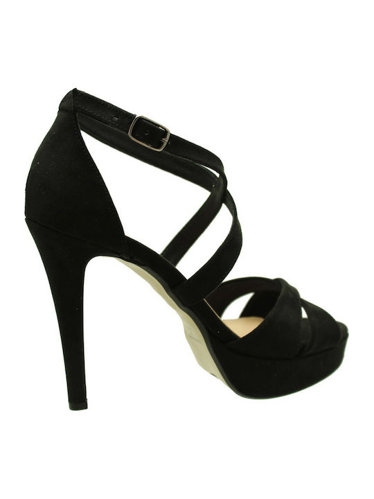 Stefania Platform Suede Women's Sandals Black