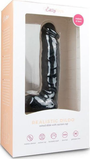 Easytoys Ρεαλιστικό Dildo με Όρχεις και Βεντούζα Μαύρο 22.5cm
