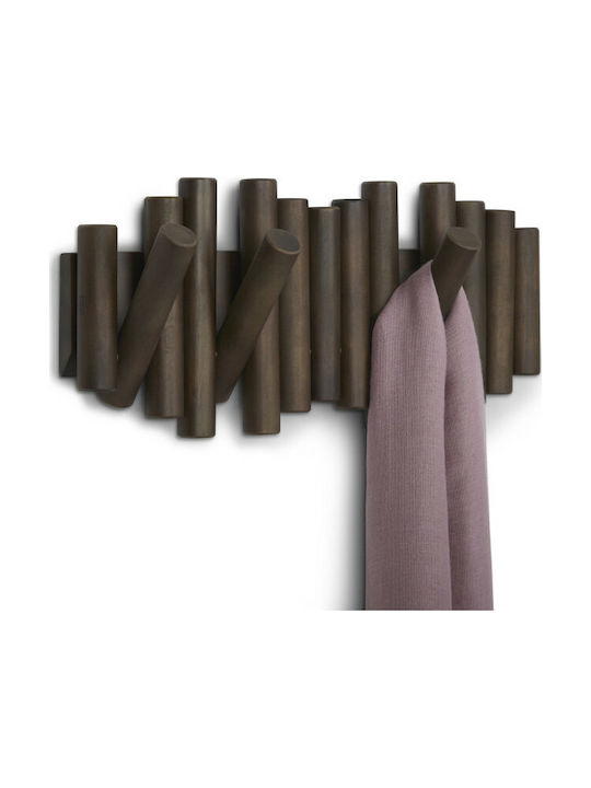 Umbra Стенна Закачалка Picket Дървена 5 Места Кафява 38x4.4x16.5см