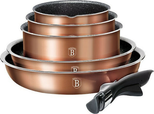 Berlinger Haus Metallic Line Kochgeschirr-Set aus Aluminium Rose Gold Collection mit Steinbeschichtung 5 Teile