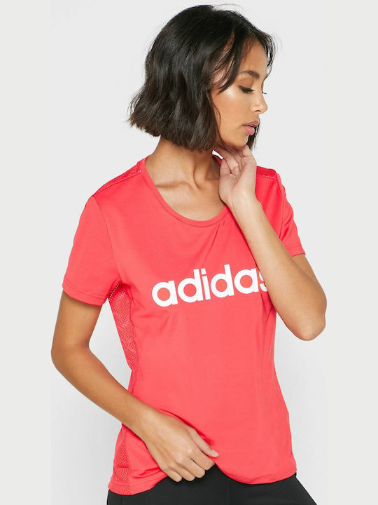 Adidas Design 2 Move Women's Athletic Blouse Short Sleeve Core Pink