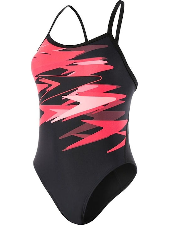 Boom Placement Athletic One-Piece Swimsuit Black