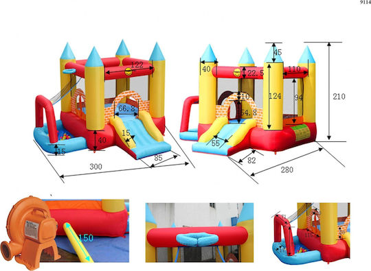 Happy Hop Φουσκωτό Play Center Κάστρο με Τραμπολίνο & Τσουλήθρα για 3-10 Ετών