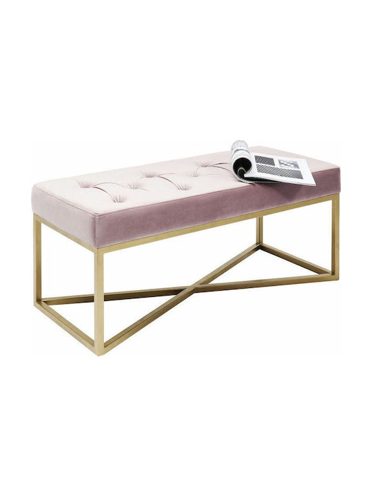 Stool Bench Stool Upholstered with Fabric Pink 90x40x40cm