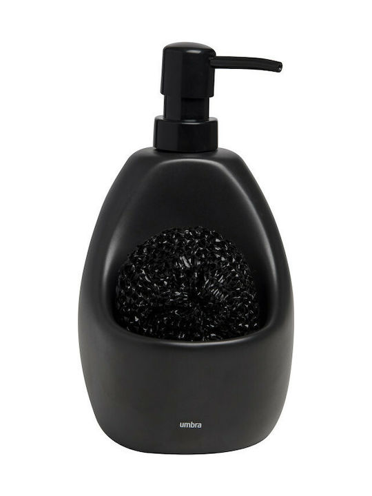Umbra Joey Tabletop Plastic Dispenser for the Kitchen with Sponge Holder Black 600ml