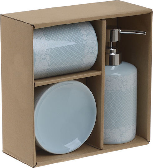 Click Badezimmer-Accessoire-Set Keramik Hellblau 3Stück Click Badezimmer-Accessoire-Set Keramik Hellblau 3Stück
