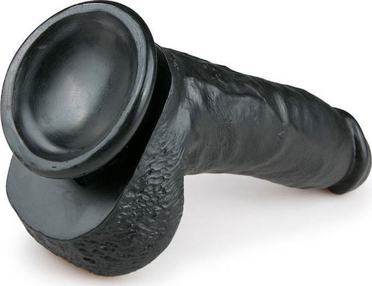 Easytoys Glass Dildo with Balls and Suction Cup Black 20cm