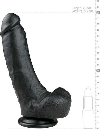 Easytoys Glass Dildo with Balls and Suction Cup Black 20cm
