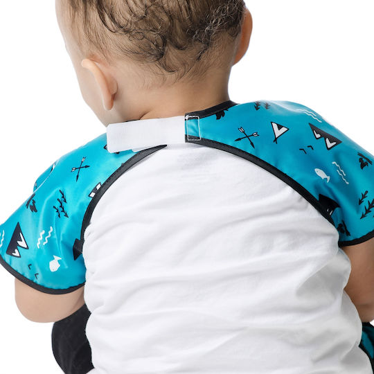 Bumkins Αδιάβροχη Ποδιά Πλαστική με Αυτοκόλλητο Junior Bib με Τσέπη & Μανίκια Tropic για 24 m+