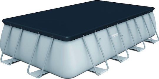 Bestway Πισίνα PVC 11.532lt με Μεταλλικό Σκελετό 488x244x122εκ. Γκρι