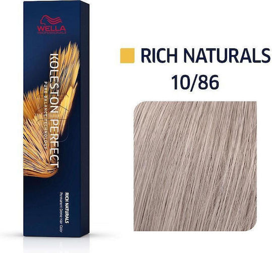 Wella Koleston Perfect Me+ Rich Naturals Βαφή Μαλλιών 10/86 Κατάξανθο Περλέ Βιολέ 60ml