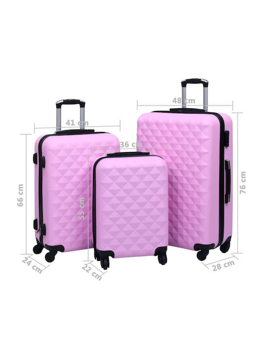 vidaXL Valize De Călătorie Scleroase Lila Înălțime Maximă 76cm Cu 4 Roți Set 3 Buc