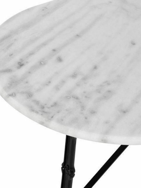 Delilah Outdoor Dinner Free Standing Table with Marble Surface and Cast Iron Frame White 120x59x72cm
