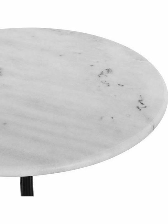 Outdoor Dinner Table with Marble Surface and Cast Iron Frame White 60x60x72cm