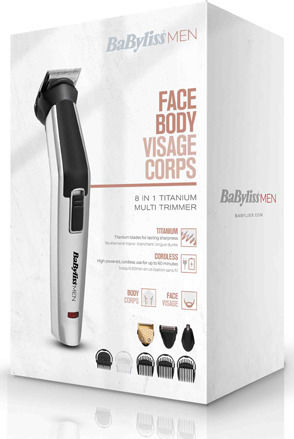 Babyliss 8 in 1 Titanium Rechargeable Hair Clipper Silver MT726E
