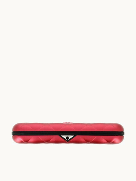 Quilted Button Small Women's Wallet Cards with RFID Red