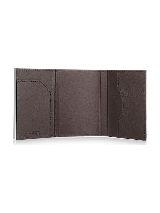 Cascade Men's Leather Card Wallet with RFID και Slide Mechanism Brown