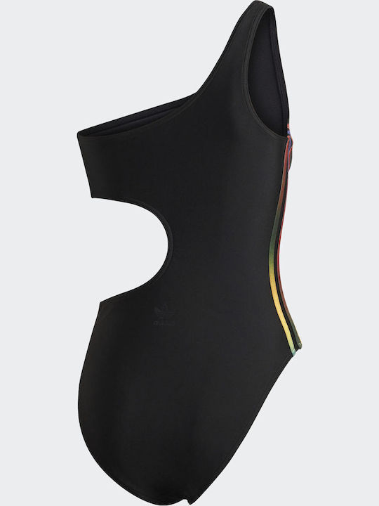 Adicolor 3D Trefoil Activewear Swimsuit with One Shoulder Black