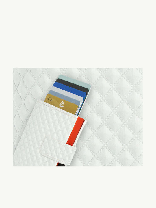 Cascade Snap Δερμάτινο Ανδρικό Πορτοφόλι Καρτών με RFID και Μηχανισμό Slide Λευκό