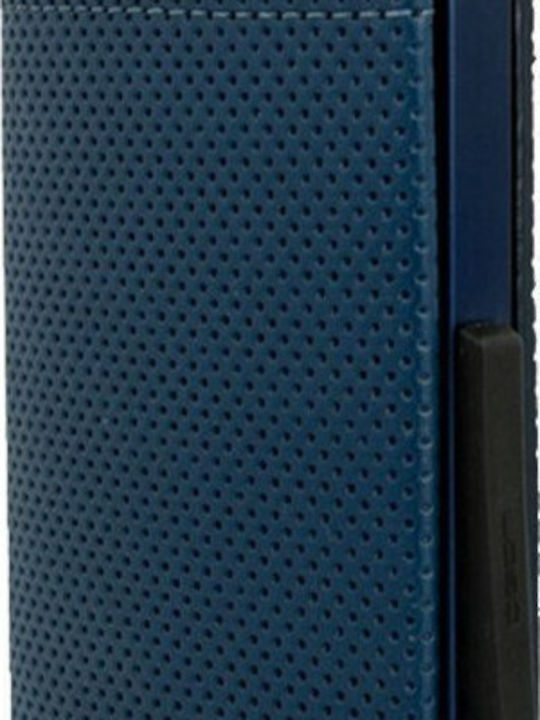 Cascade Leather Men's Wallet Cards with RFID and Slide Mechanism Blue