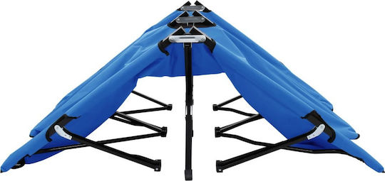 vidaXL Шезлонг за плаж Син Сгъваем от стомана 193x125x40см