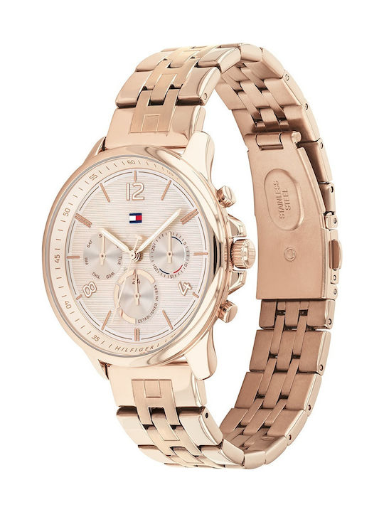 Tommy Hilfiger Harper Women's Watch Chronograph with Pink Gold Metal Bracelet