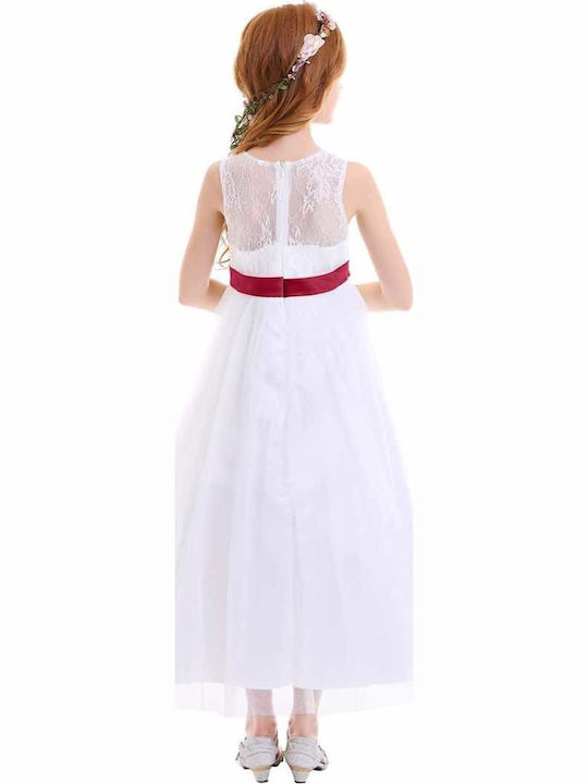 Kinderkleid Ärmellos Tüll Weiß