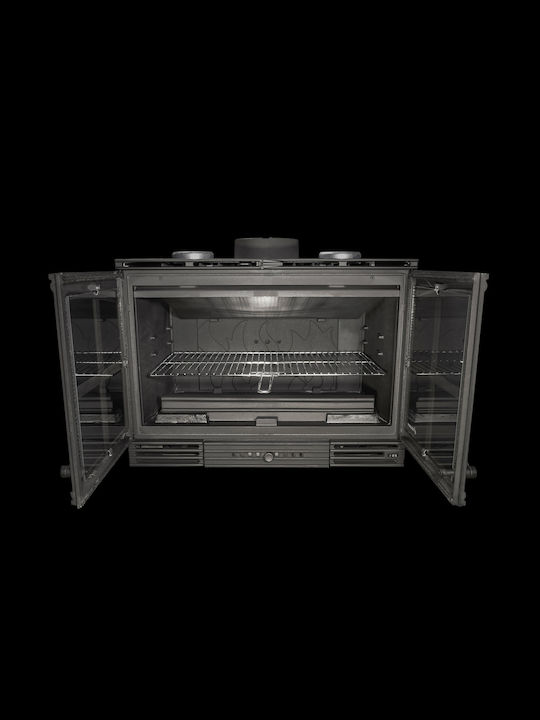 Salgueda Insert 800 2P E061-SM Wood Cassette Fireplace Insert Fan Heater Air Duct Connection with Straight Window 18kW