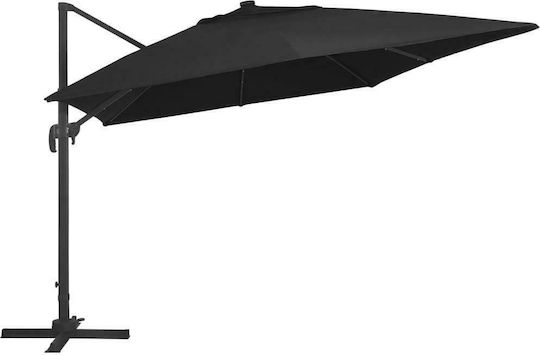 Hängender Quadratischer Aluminium-Garten- und Terrassen-Sonnenschirm Schwarz 4x3m