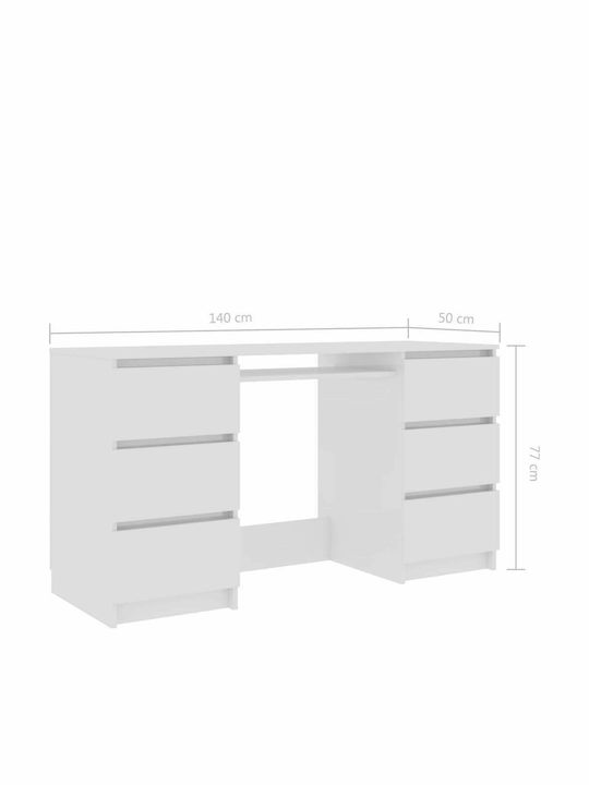Birou Lemnos Alb 140x50x77cm